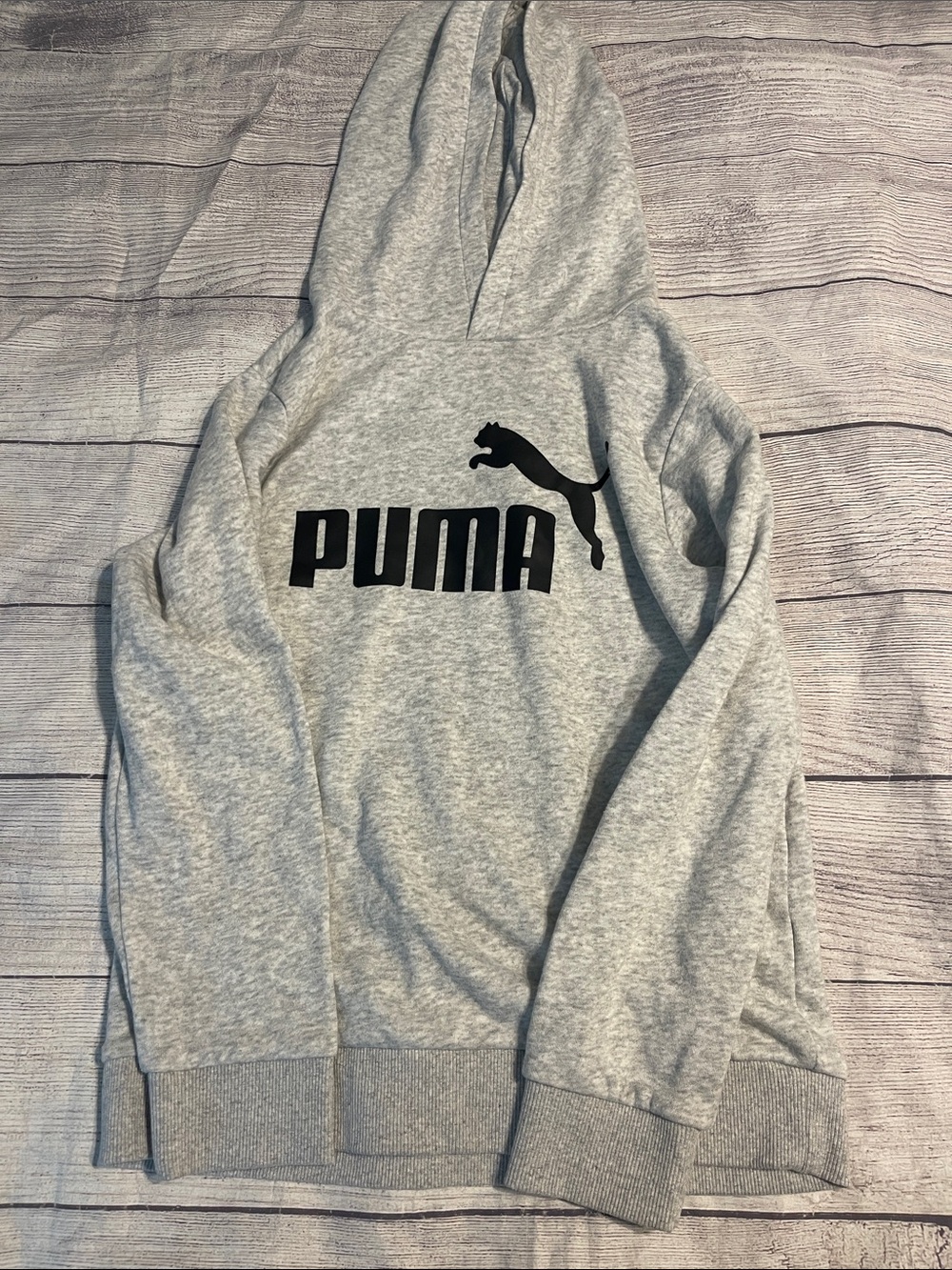 Boys Puma Gray Hoodie with Black Logo M